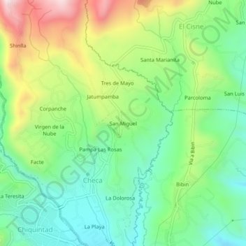 Mappa topografica San Miguel, altitudine, rilievo