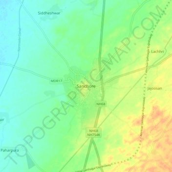 Mappa topografica Sanchore, altitudine, rilievo