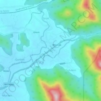 Mappa topografica Keri, altitudine, rilievo