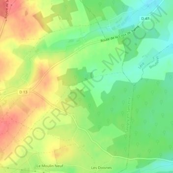 Mappa topografica Le Champ Plaide, altitudine, rilievo