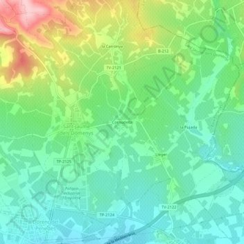 Mappa topografica Cornudella, altitudine, rilievo