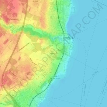 Mappa topografica Malagny, altitudine, rilievo