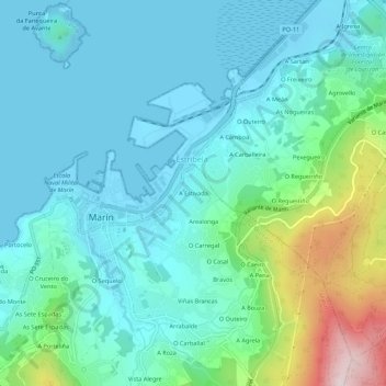 Mappa topografica A Estivada, altitudine, rilievo