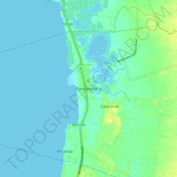 Mappa topografica Pontevedra, altitudine, rilievo