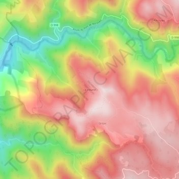 Mappa topografica Le Villaret, altitudine, rilievo