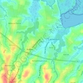 Mappa topografica Crâne, altitudine, rilievo