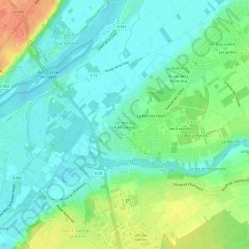 Mappa topografica Les Sentiers de Pimpeneau, altitudine, rilievo