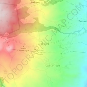 Mappa topografica Mapayag, altitudine, rilievo