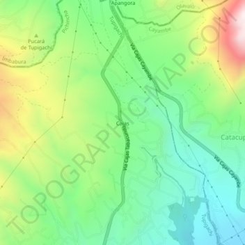 Mappa topografica Cajas, altitudine, rilievo