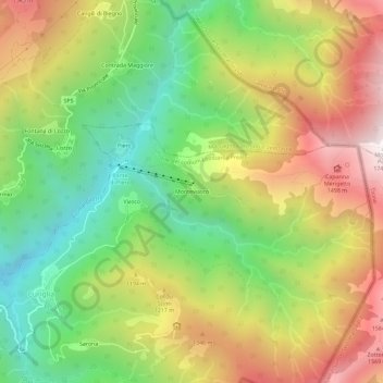 Mappa topografica Monteviasco, altitudine, rilievo