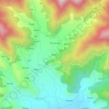 Mappa topografica Nauhra, altitudine, rilievo