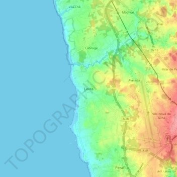 Mappa topografica Lavra, altitudine, rilievo