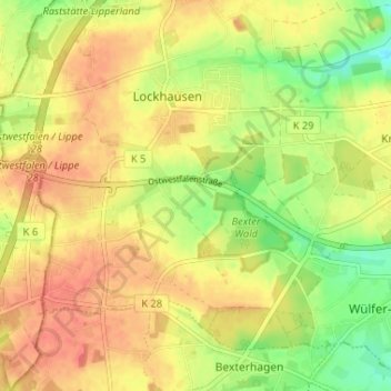Mappa topografica Steinheide, altitudine, rilievo