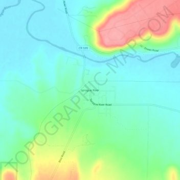 Mappa topografica Sprague River, altitudine, rilievo