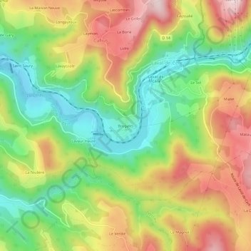 Mappa topografica Brugales, altitudine, rilievo