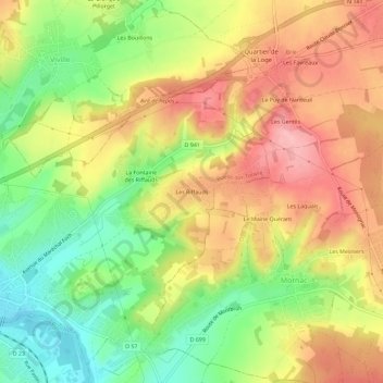 Mappa topografica Les Riffauds, altitudine, rilievo