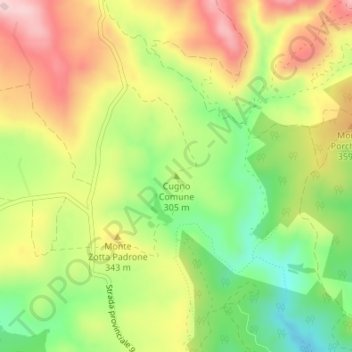 Mappa topografica Cugno Comune, altitudine, rilievo