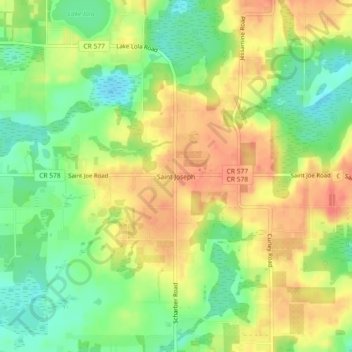 Mappa topografica Saint Joseph, altitudine, rilievo