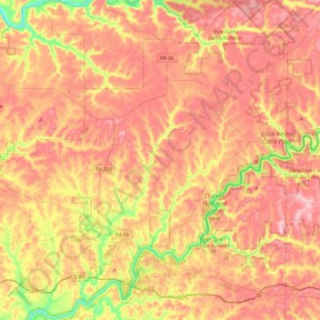 Mappa topografica Knox Township, altitudine, rilievo