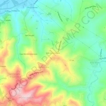 Mappa topografica Valle di Ginestreto, altitudine, rilievo