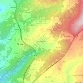 Mappa topografica Pena de Amigo, altitudine, rilievo