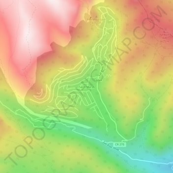Mappa topografica Saint Marys, altitudine, rilievo