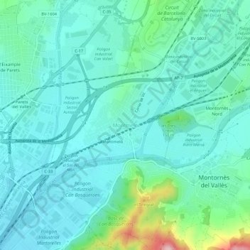 Mappa topografica Montmeló, altitudine, rilievo