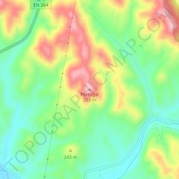 Mappa topografica Portugal, altitudine, rilievo