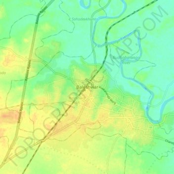 Mappa topografica Balasore, altitudine, rilievo