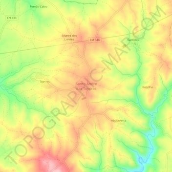 Mappa topografica Santo André das Tojeiras, altitudine, rilievo