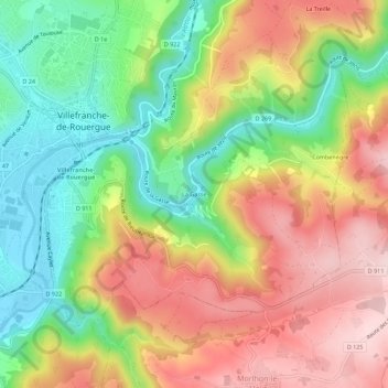 Mappa topografica La Gasse, altitudine, rilievo