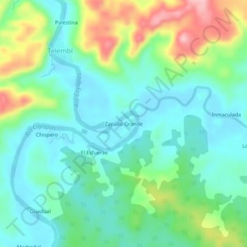 Mappa topografica Zapallo Grande, altitudine, rilievo