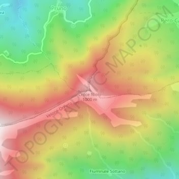 Mappa topografica Croce Niolo, altitudine, rilievo