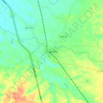 Mappa topografica Ban Na Doem, altitudine, rilievo