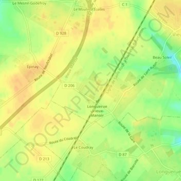 Mappa topografica Saint-Aubin, altitudine, rilievo