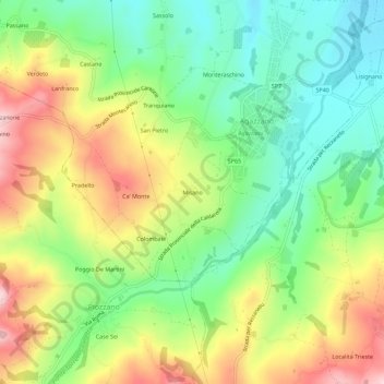 Mappa topografica Misano, altitudine, rilievo