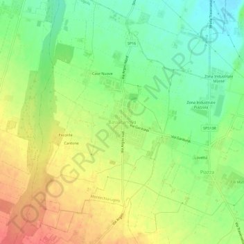 Mappa topografica Basilicanova, altitudine, rilievo