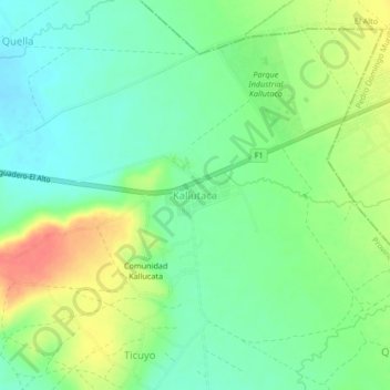 Mappa topografica Kallutaca, altitudine, rilievo
