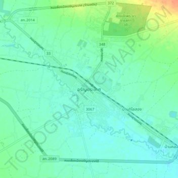 Mappa topografica Aranyaprathet, altitudine, rilievo