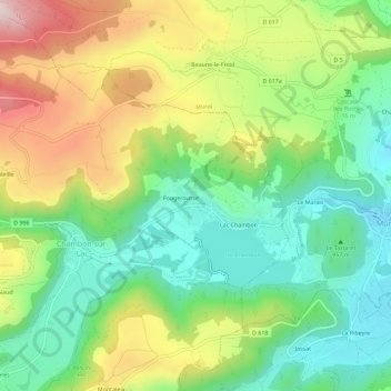 Mappa topografica Varennes, altitudine, rilievo