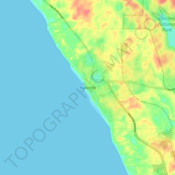 Mappa topografica Yanchep, altitudine, rilievo