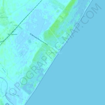 Mappa topografica Lido di Metaponto, altitudine, rilievo