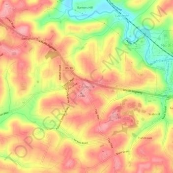 Mappa topografica Circleville, altitudine, rilievo