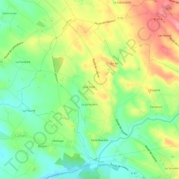 Mappa topografica Jean-Petit, altitudine, rilievo
