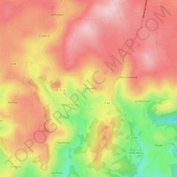 Mappa topografica La Roche, altitudine, rilievo
