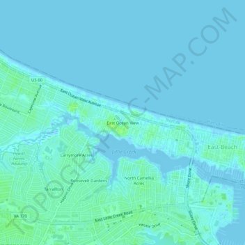 Mappa topografica East Ocean View, altitudine, rilievo