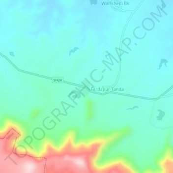Mappa topografica Jangla Tanda, altitudine, rilievo