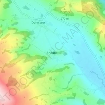 Mappa topografica Snodhill, altitudine, rilievo