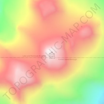 Mappa topografica Mount Mageik, altitudine, rilievo
