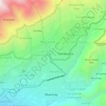 Mappa topografica Tinyarumi, altitudine, rilievo